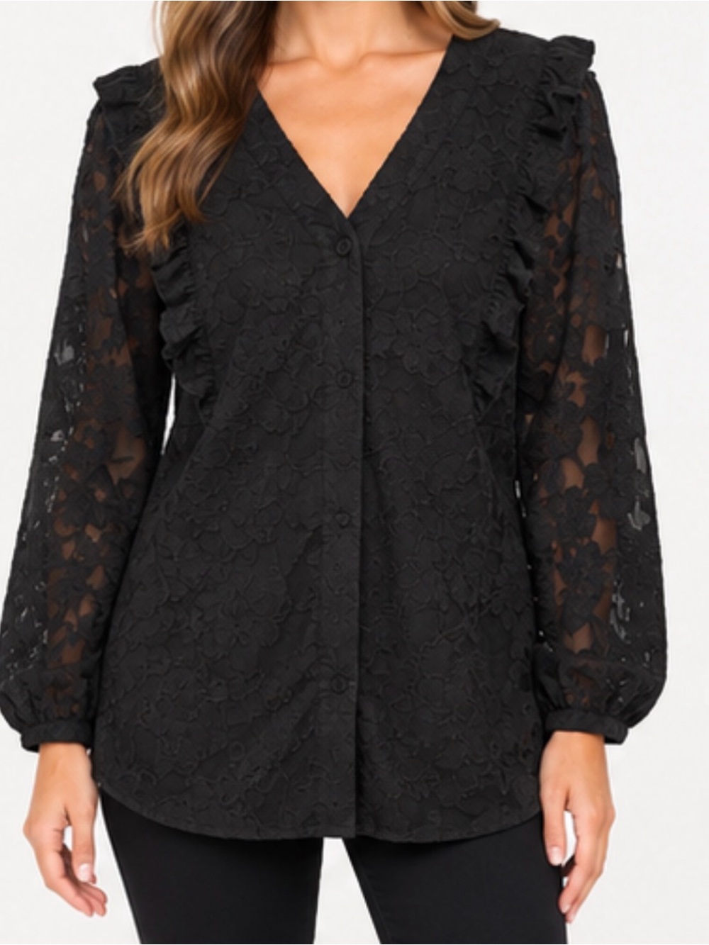Simply Vera Vera Wang Long Sleeve Lace Shirt